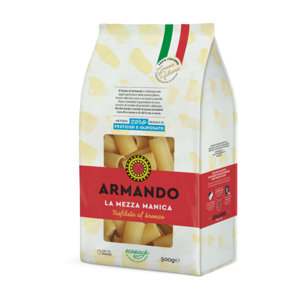 Armando Ribbed short tubes / La mezza manica Armando Ribbed short tubes / La mezza manica short pasta 17.64 oz / 500 gr