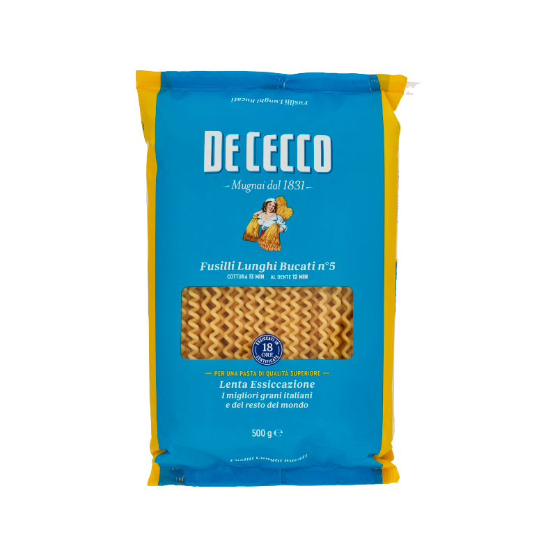 De Cecco n. 5 Fusilli lunghi bucati De Cecco n. 5 Fusilli lunghi bucati long pasta 17.64 oz / 500 gr