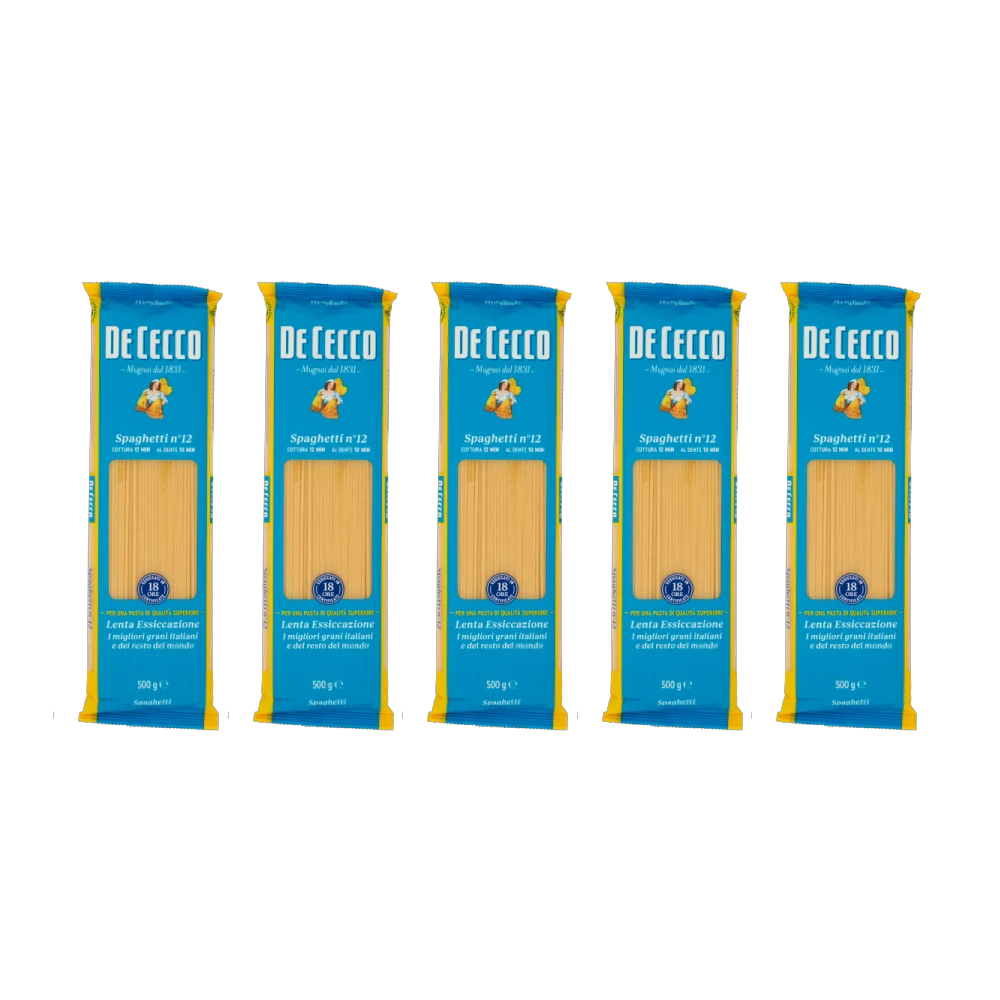 De Cecco n. 12 Spaghetti 5xBundel - 210115-2 De Cecco n. 12 Spaghetti (Pack of 5). long pasta 88.2 oz / 2.50 kg