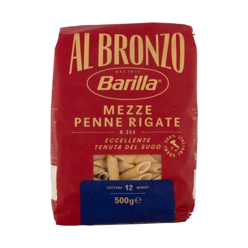 Barilla al Bronzo Mezze Penne Rigate-211298 Barilla al Bronzo | Mezze Penne Rigate short pasta 17.64 oz / 500 gr