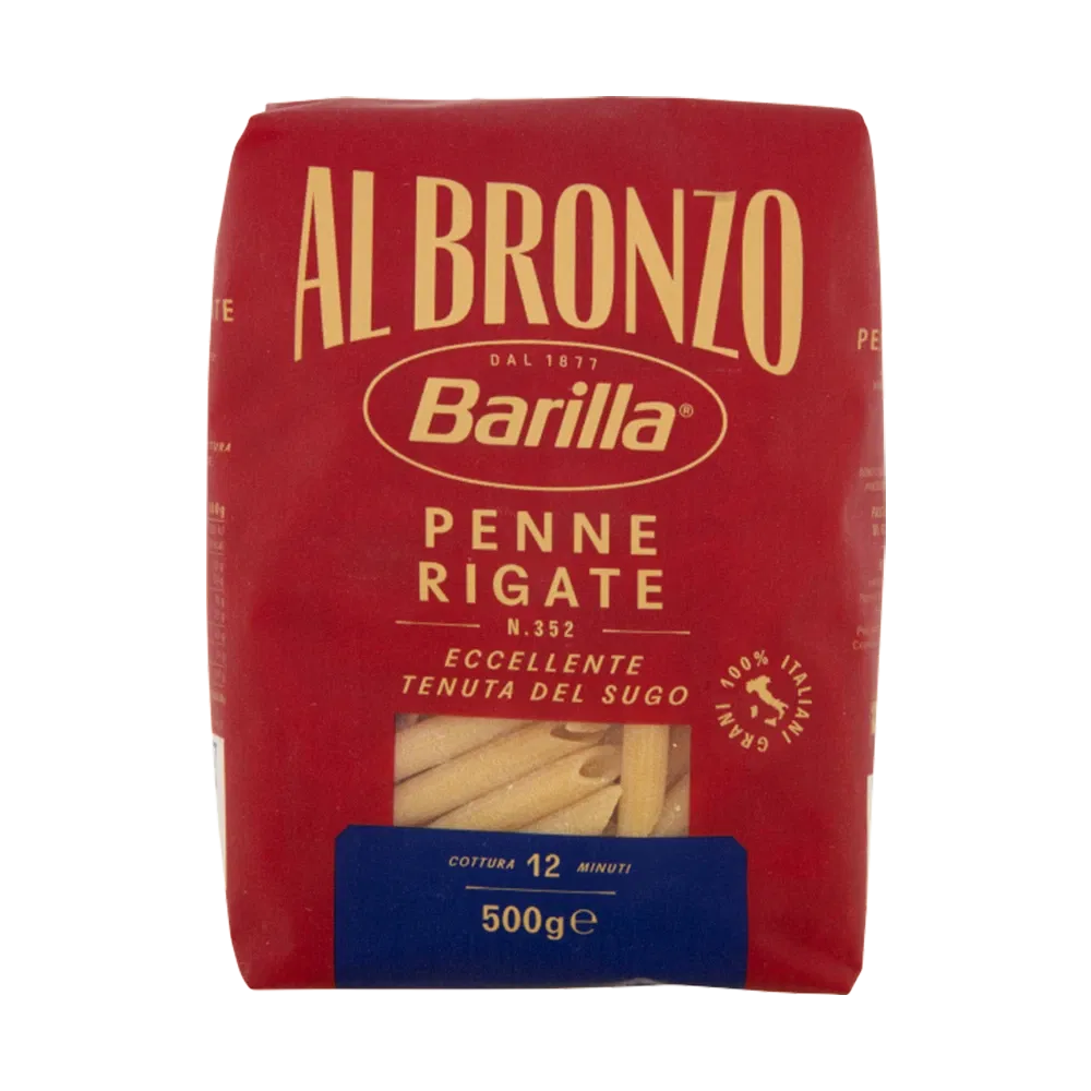 Barilla al Bronzo Penne rigate-210893 Barilla al Bronzo | Penne rigate short pasta 17.64 oz / 500 gr