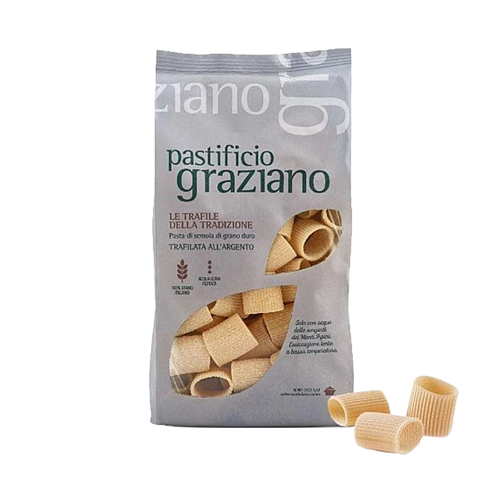 Graziano Mezzi Paccheri rigate - 211719 Graziano | Mezzi Paccheri rigate short pasta 17.64 oz / 500 gr