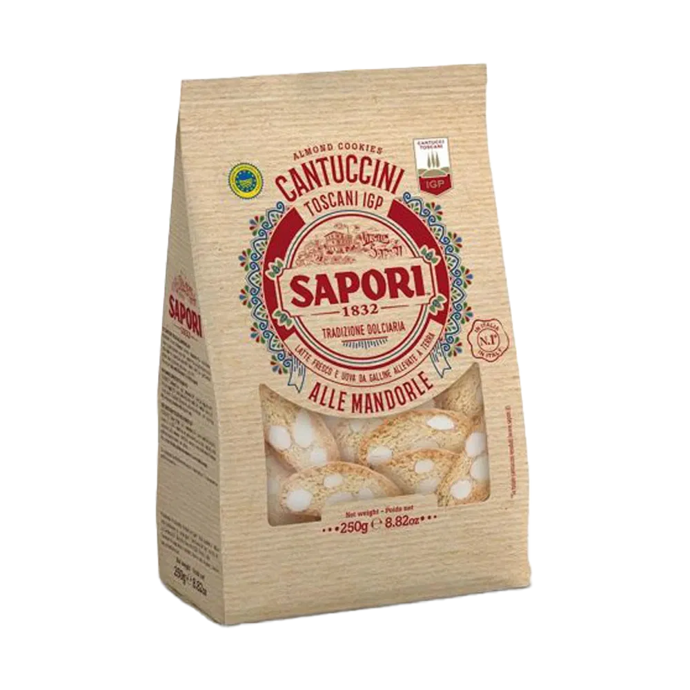 Sapori-Cantuccini-100-gr-210947 Sapori Almond Biscotti (Cantuccini) cookies for dessert 3.53 oz / 100 gr